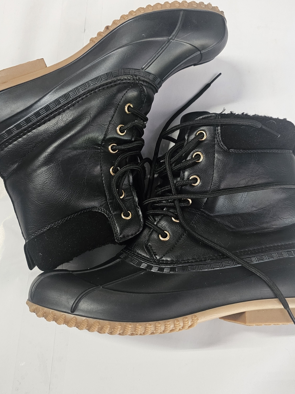 Black Women's Lace-Up Duck Boots